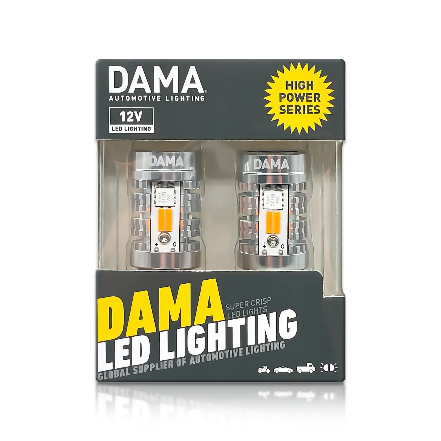 1156: DAMA High Power White / Amber LED Bulbs w/ CANbus | Pack of 2