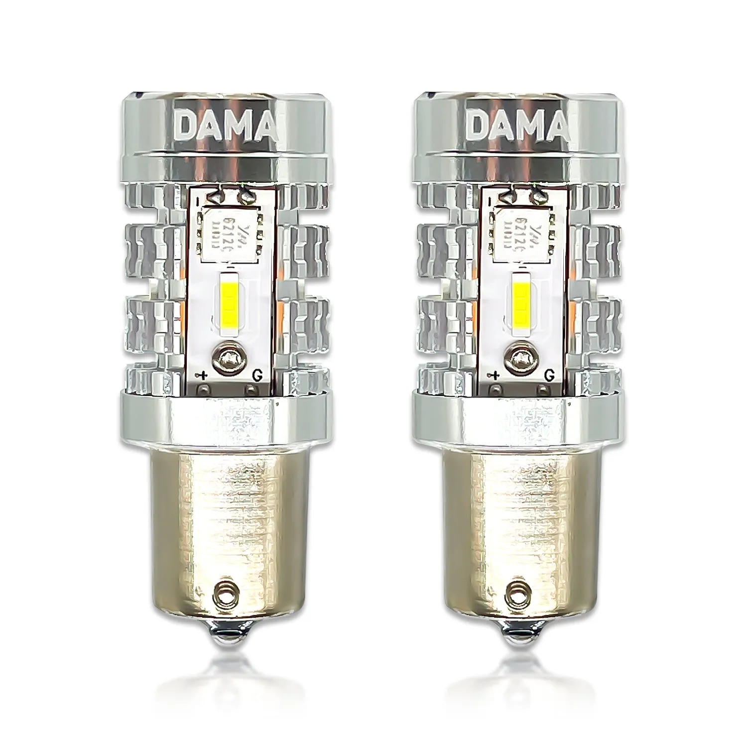 1156: DAMA High Power White / Amber LED Bulbs w/ CANbus | Pack of 2