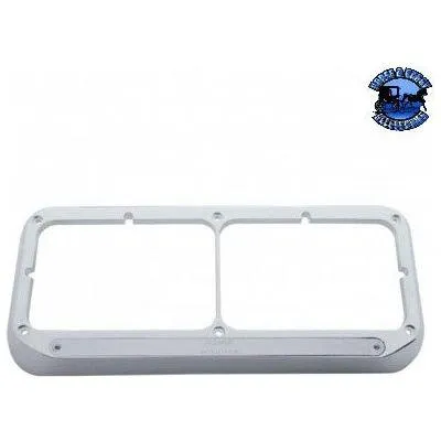 14 LED Chrome Rectangular Dual Headlight Bezel - Amber LED/Chrome Lens #32383