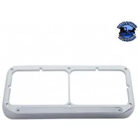 14 LED Chrome Rectangular Dual Headlight Bezel - Amber LED/Chrome Lens #32383