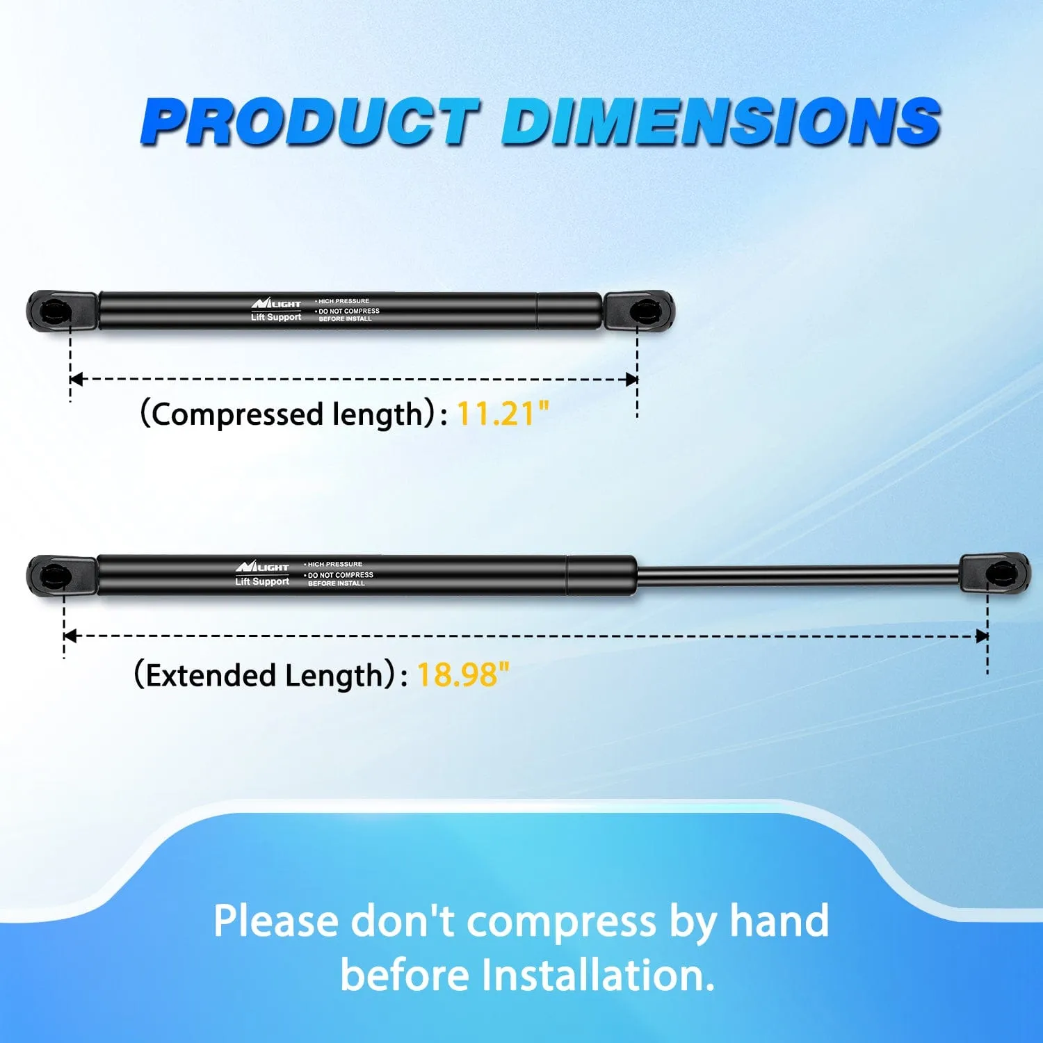 2 PCS Lift Support Struts Replacement for 2002-2010 Dodge Ram 1500 2500 3500 4500 5500 Front Hood Gas Springs Shock Rods