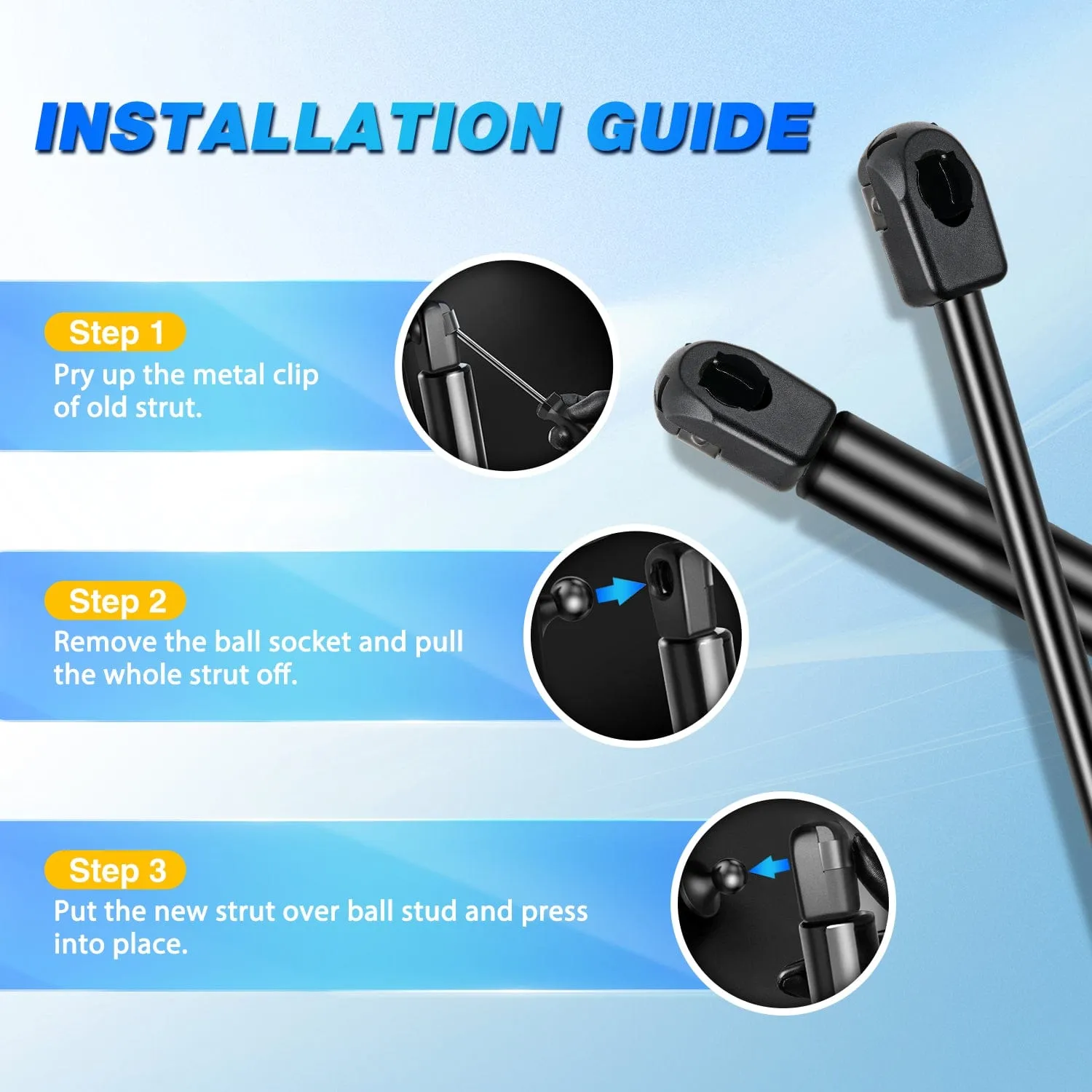 2 PCS Lift Support Struts Replacement for 2002-2010 Dodge Ram 1500 2500 3500 4500 5500 Front Hood Gas Springs Shock Rods