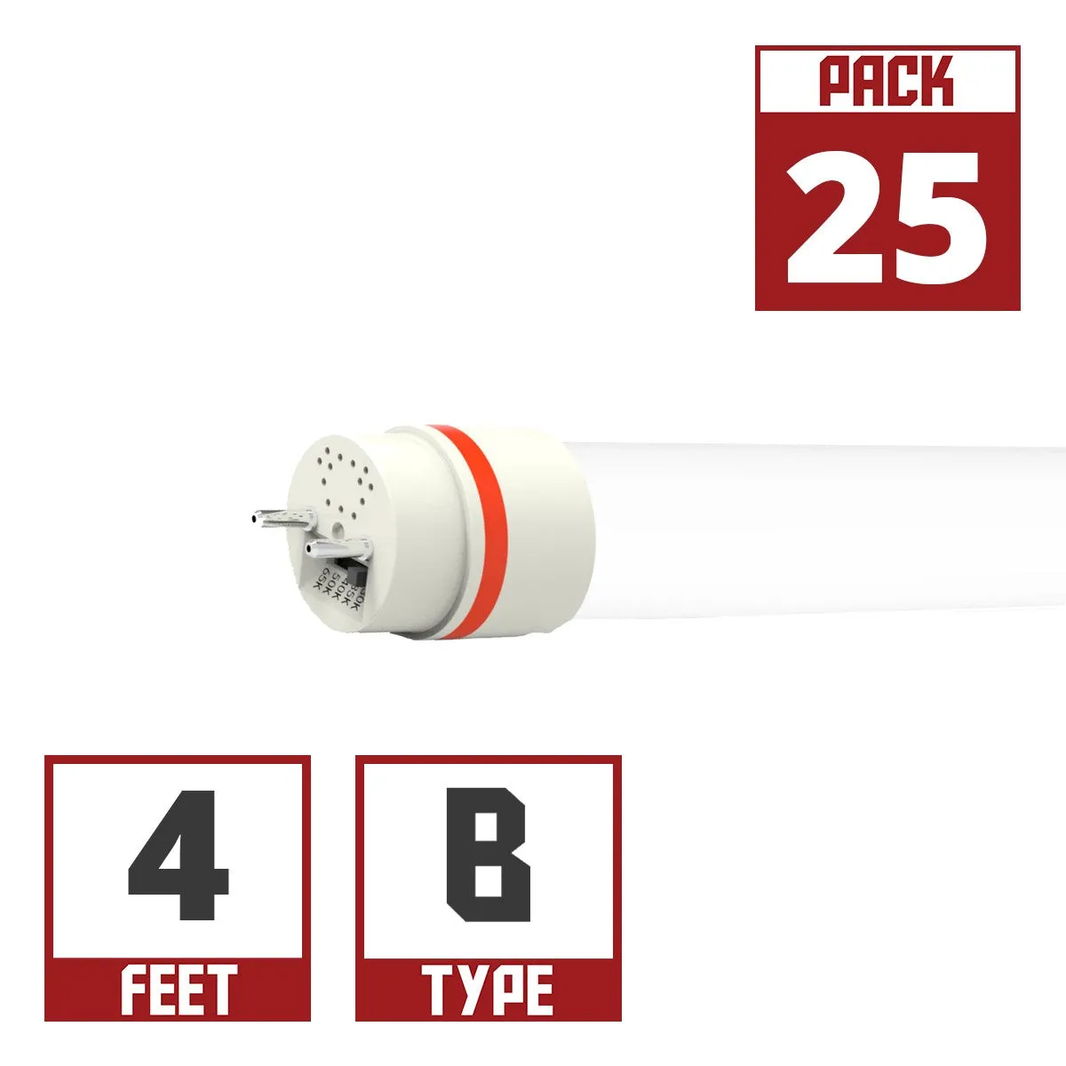 25 Pack - 4ft LED T8 Tube, 2200 Lumens, 3000K to 6500K, Ballast Bypass, Single|Dual End