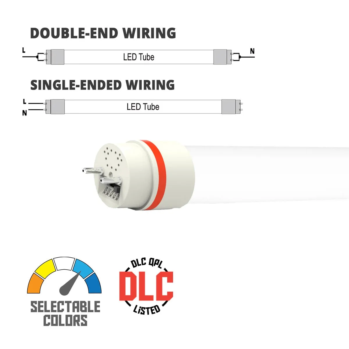 25 Pack - 4ft LED T8 Tube, 2200 Lumens, 3000K to 6500K, Ballast Bypass, Single|Dual End