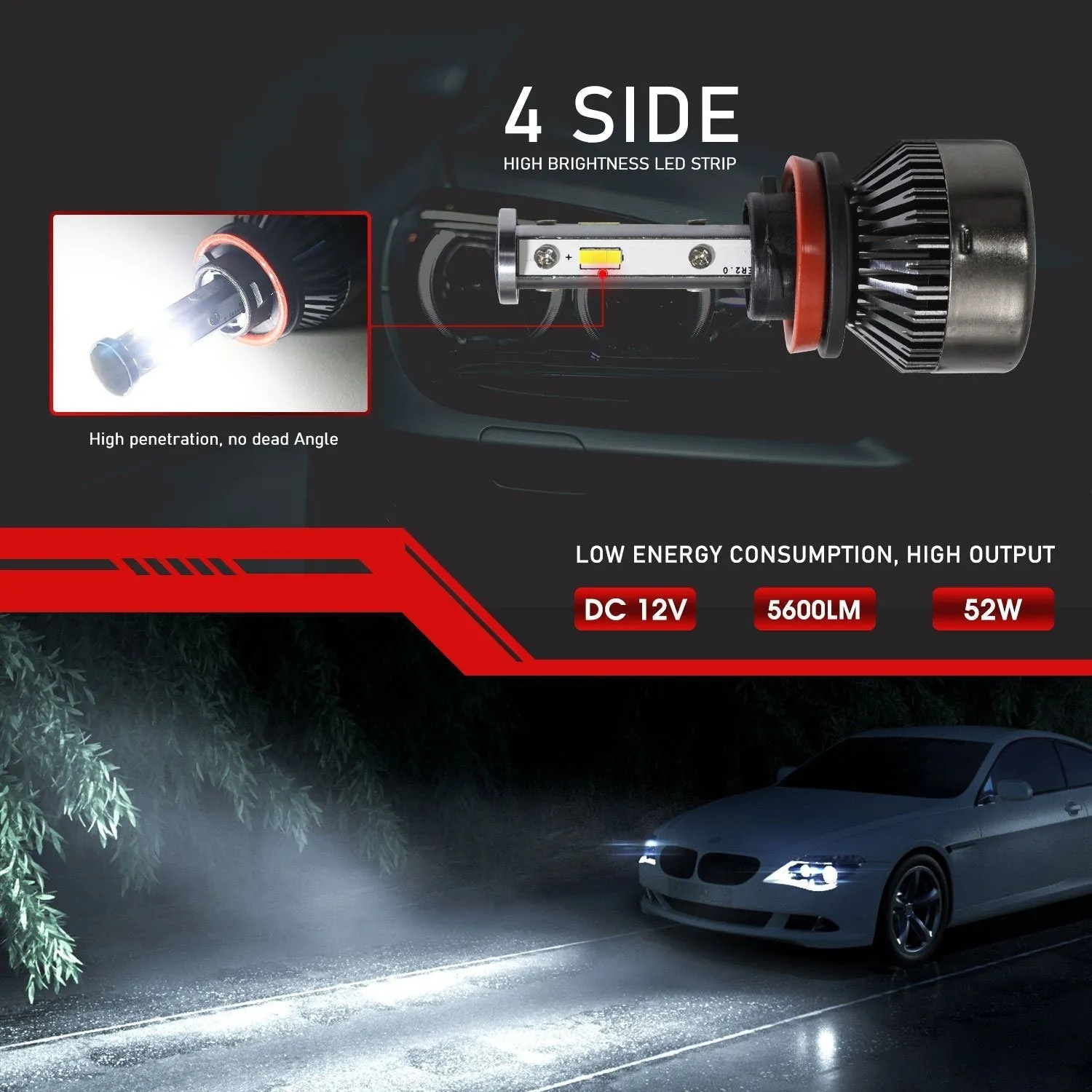 4S Plus LED Headlight 4-Sided Conversion Kit - CSP LED Chips