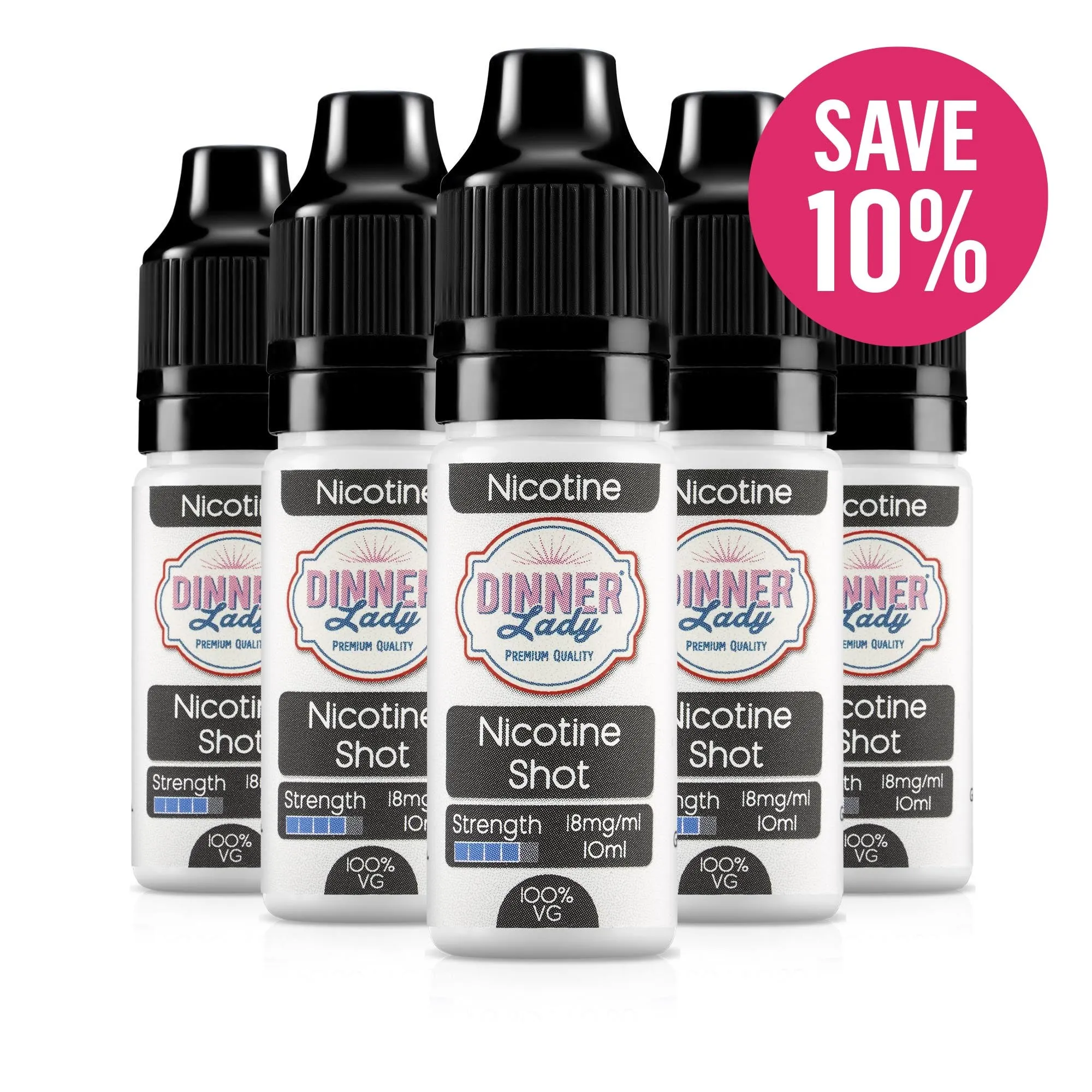 5 Bottles - Nicotine Shot 10ml 18mg