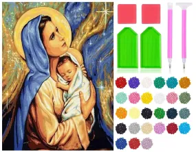 5D DIY Diamond Painting Kits for Adults, Full Drill Painting Cross Stitch by Number Kit, Crystal Rhinestone Embroidery Pictures Arts Craft for Home Wall Decor Gift (Virgin Mary)