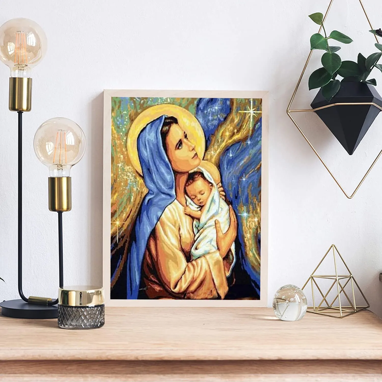 5D DIY Diamond Painting Kits for Adults, Full Drill Painting Cross Stitch by Number Kit, Crystal Rhinestone Embroidery Pictures Arts Craft for Home Wall Decor Gift (Virgin Mary)