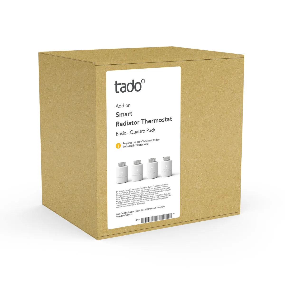 Add-on - tado° Smart Radiator Thermostat Basic - Quattro Pack for Multi-Room Control