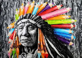 American Indian Man | Native American Diamond Painting | Round/Square 5D Diamonds | Colorful Headdress