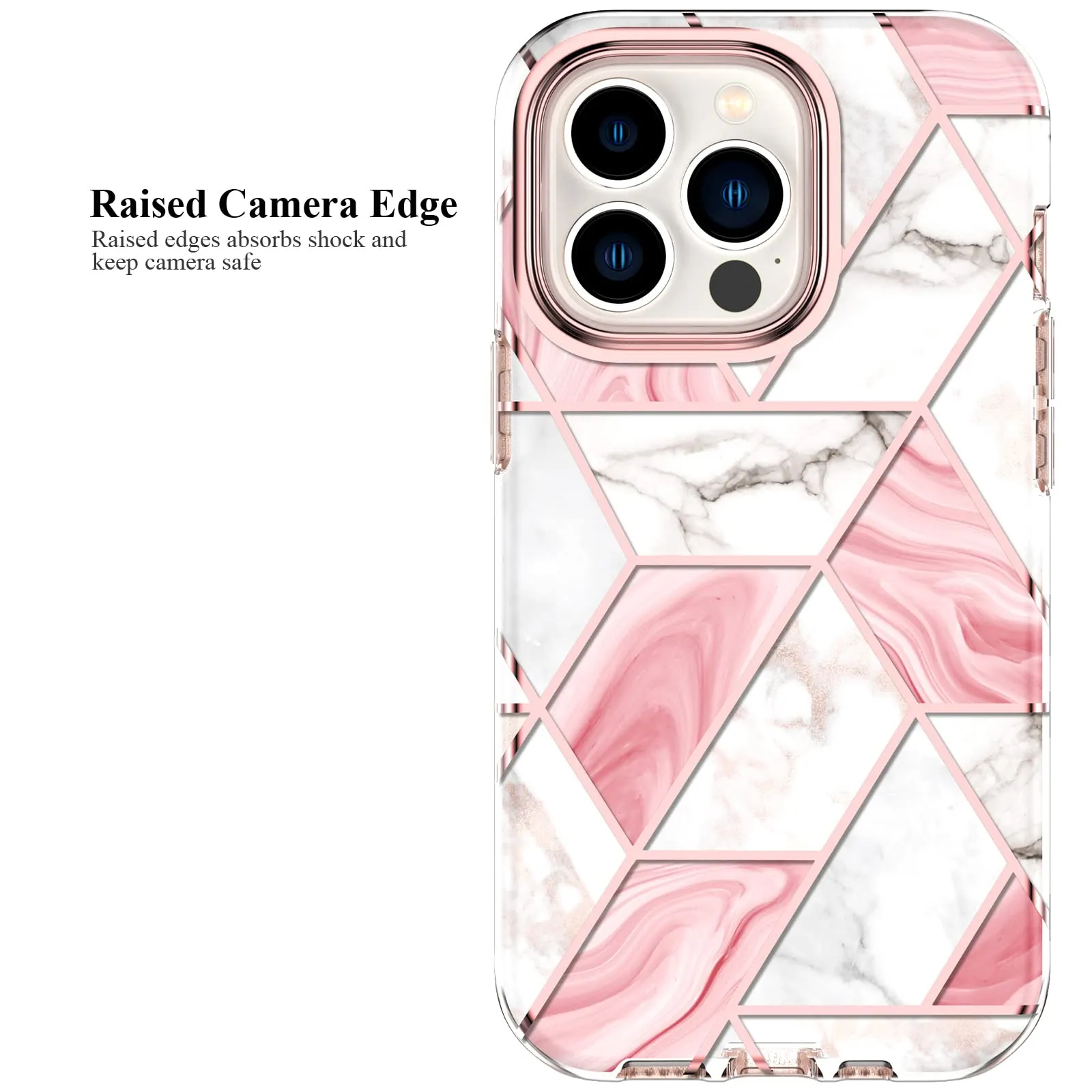 Apple iPhone 13 Pro Case  Air Pods 3rd Generation Case | Marble Shockproof Bumper Stylish Slim Phone Cases | Pink