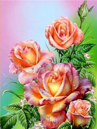 Beautiful Colored Roses | Floral Diamond Painting Kit | Full Round/Square Drill 5D Rhinestones Embroidery | DIY Diamond Kit