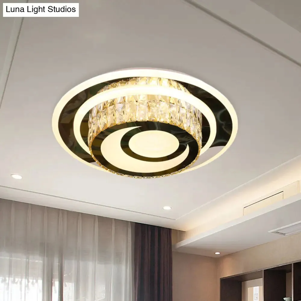 Beveled Crystal Ceiling Lamp – LED Flushmount Light for Guest Rooms
