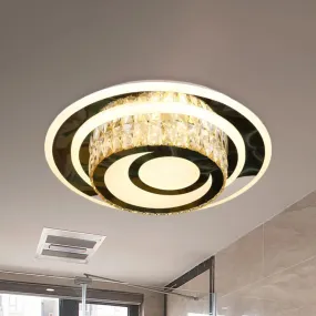 Beveled Crystal Ceiling Lamp – LED Flushmount Light for Guest Rooms