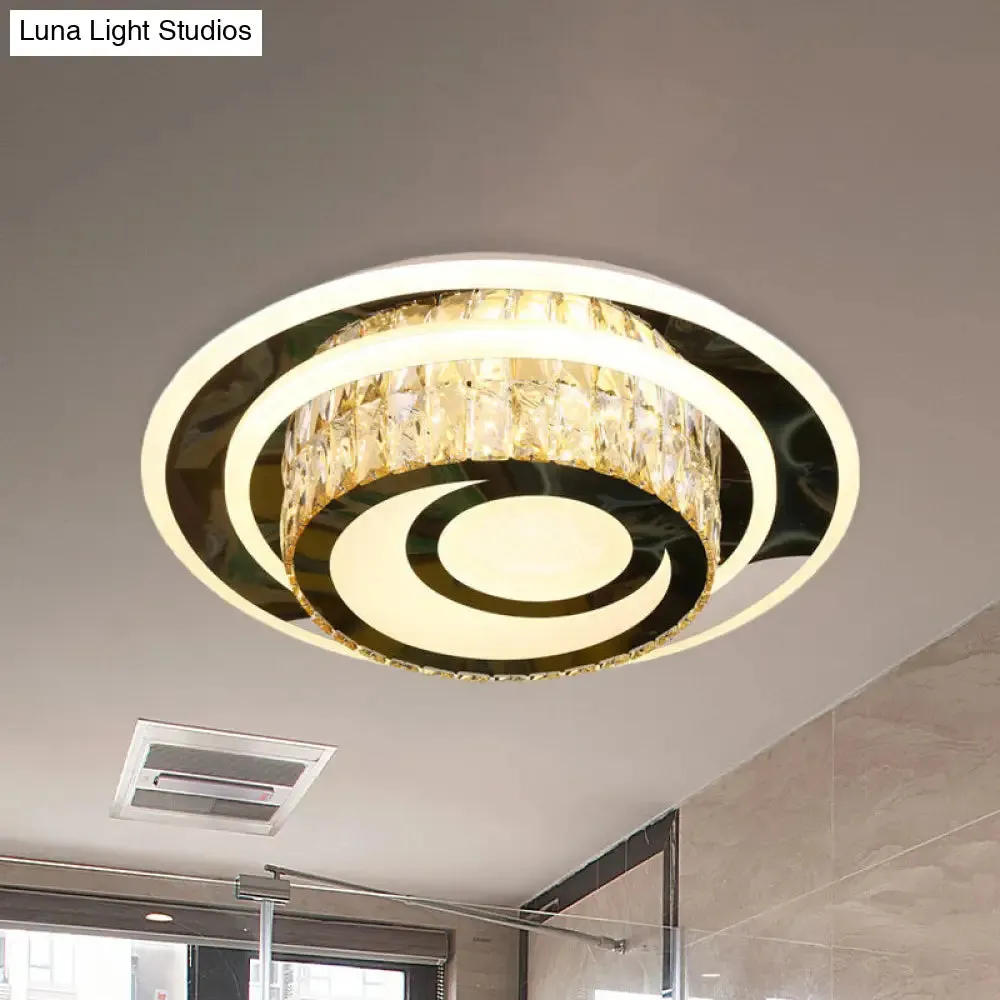 Beveled Crystal Ceiling Lamp – LED Flushmount Light for Guest Rooms