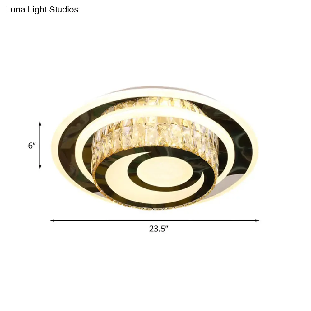 Beveled Crystal Ceiling Lamp – LED Flushmount Light for Guest Rooms