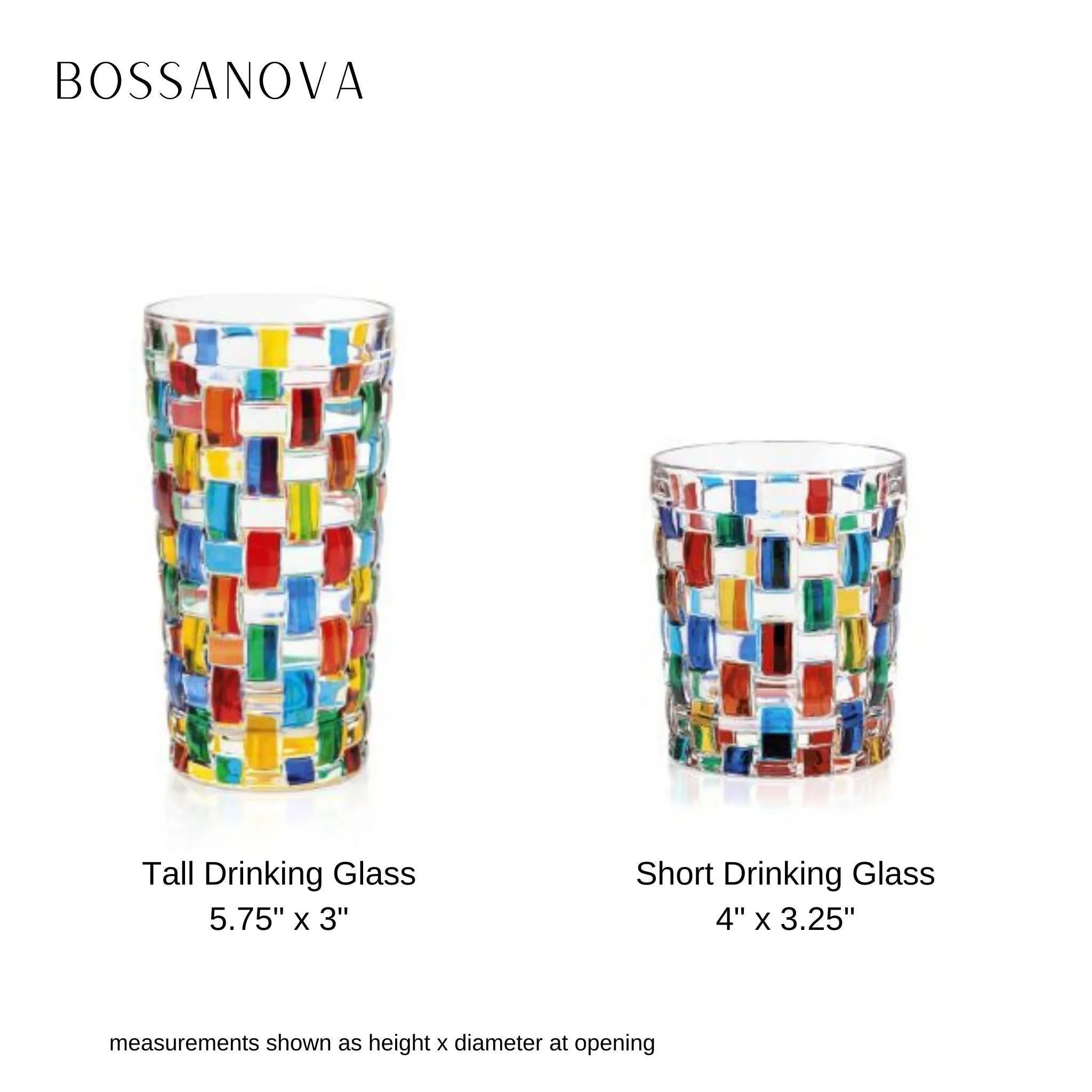 Bossanova Juice, Water, Whiskey Glass, Set of 2 Hand-Painted Italian Crystal