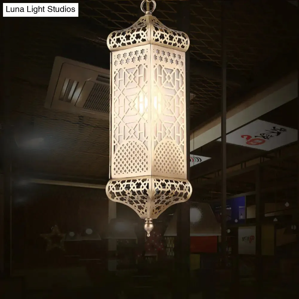 Bronze Art Deco Rectangular Pendant Light - Metal 1 Head Suspended Fixture
