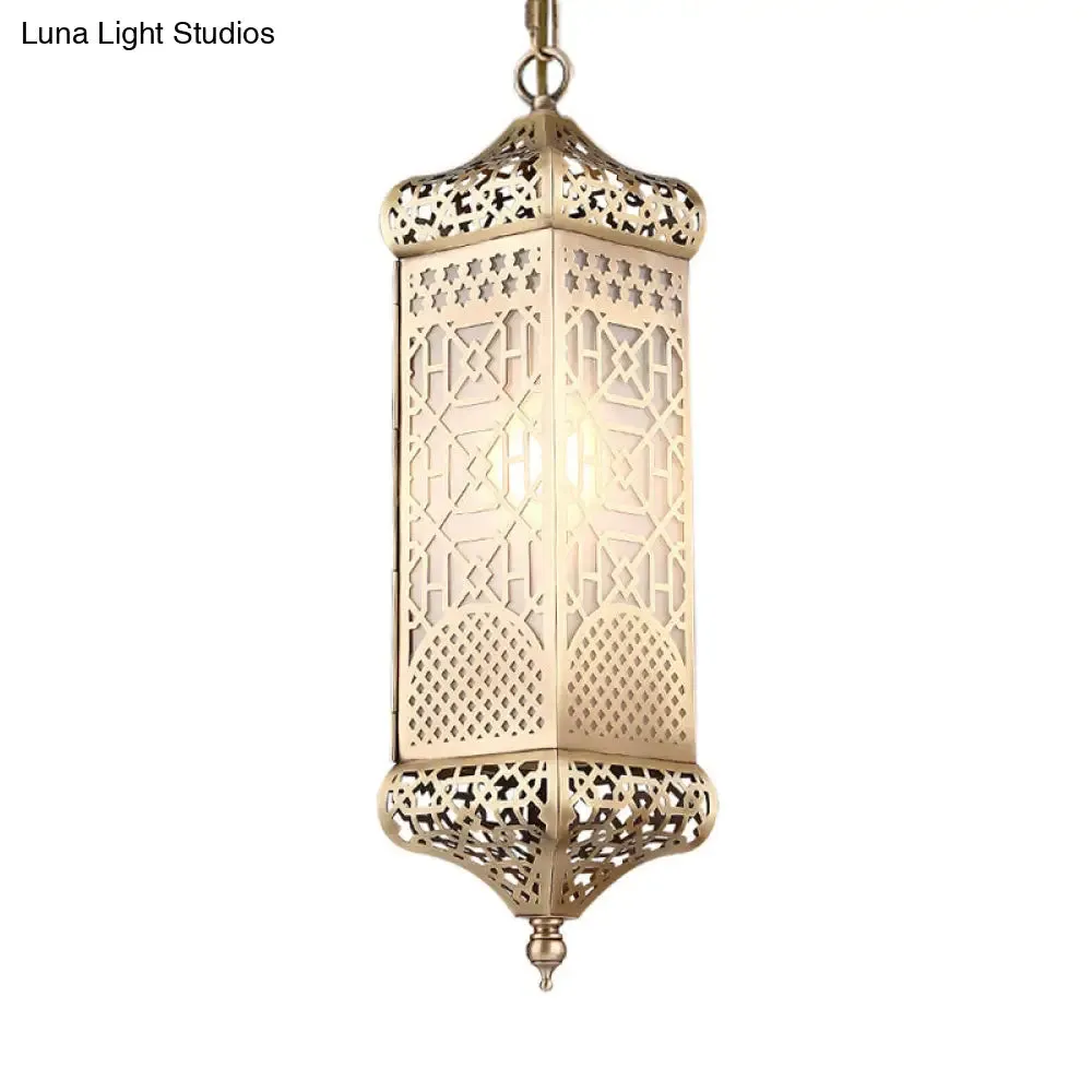 Bronze Art Deco Rectangular Pendant Light - Metal 1 Head Suspended Fixture