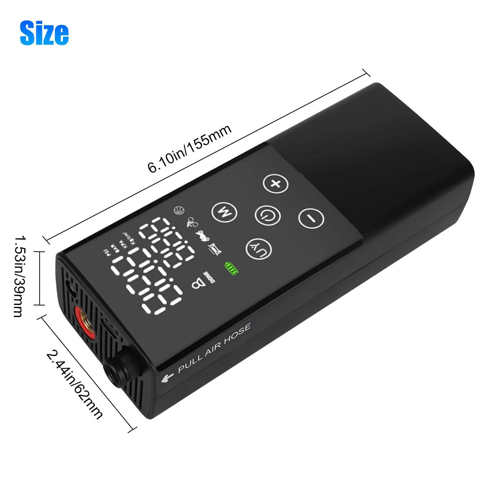 Car Tire Inflator Smart Digital Display Full-Screen Touch