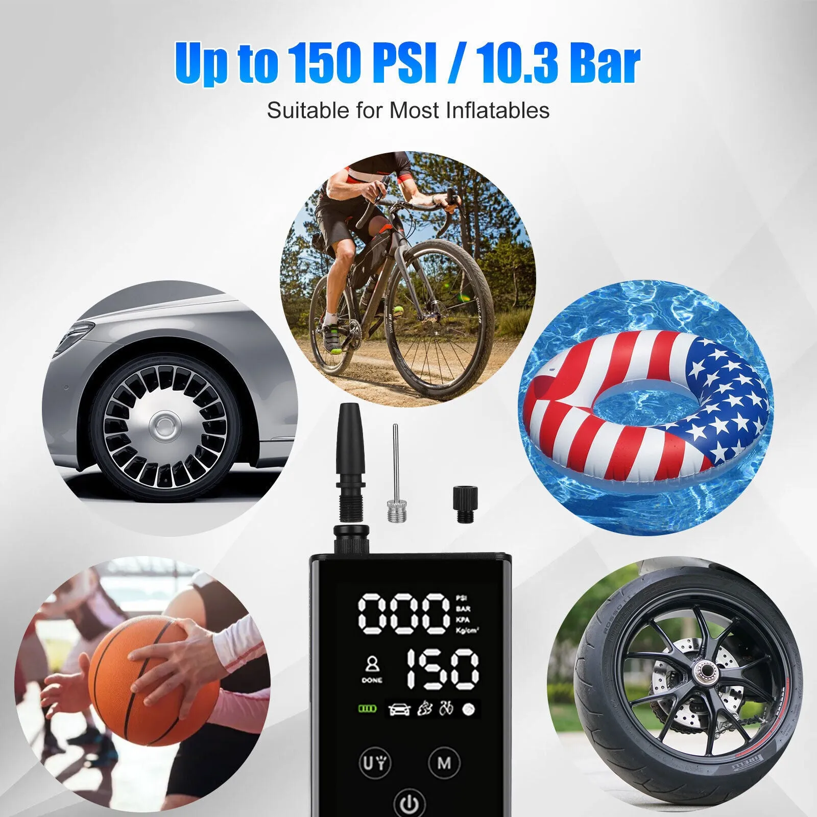 Car Tire Inflator Smart Digital Display Full-Screen Touch