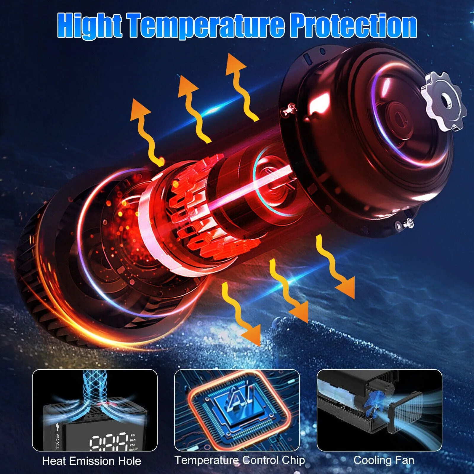 Car Tire Inflator Smart Digital Display Full-Screen Touch