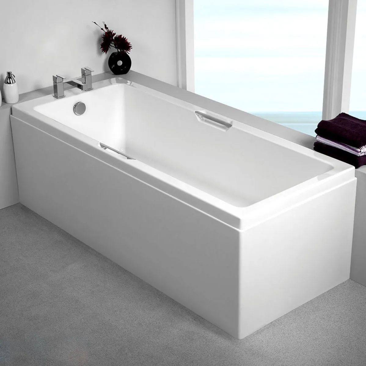 Carron Quantum Integra Twin Chrome Grip Single End Bath - choice of sizes