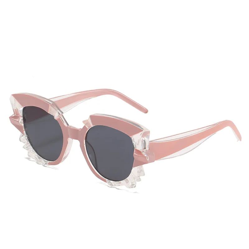 Cat-eye shape polygonal water chestnut multicolor retro sunglasses