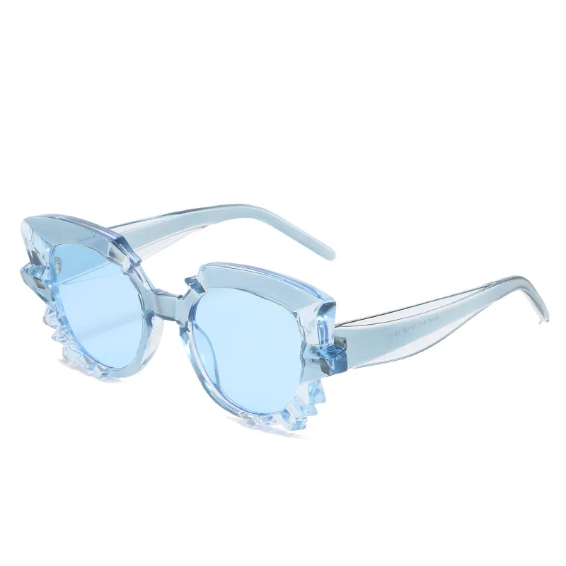 Cat-eye shape polygonal water chestnut multicolor retro sunglasses