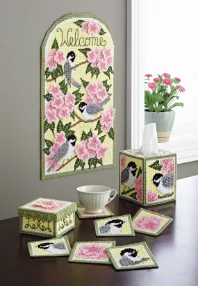 Chickadee and Apple Blossom Plastic Canvas Ensemble