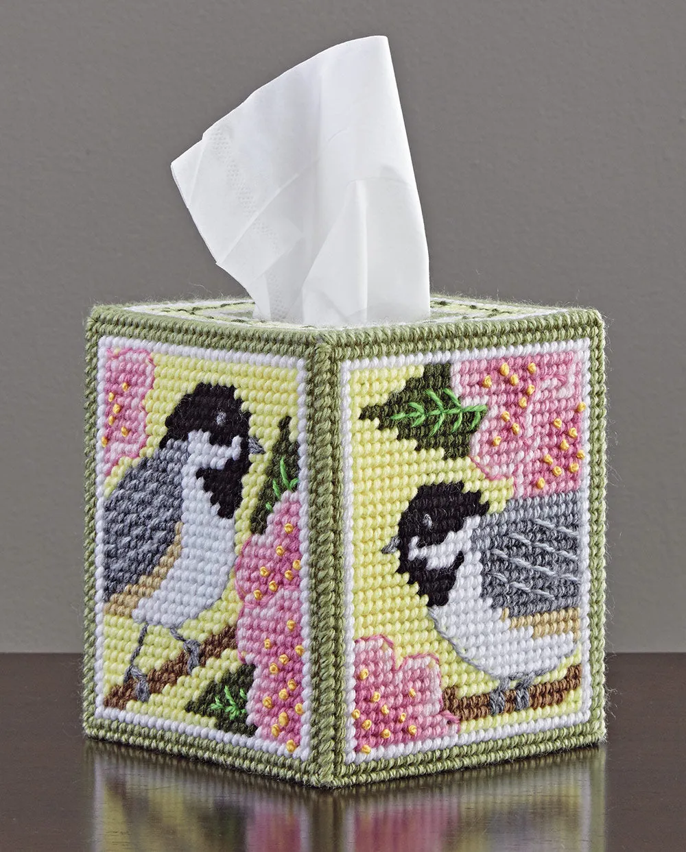 Chickadee and Apple Blossom Plastic Canvas Ensemble