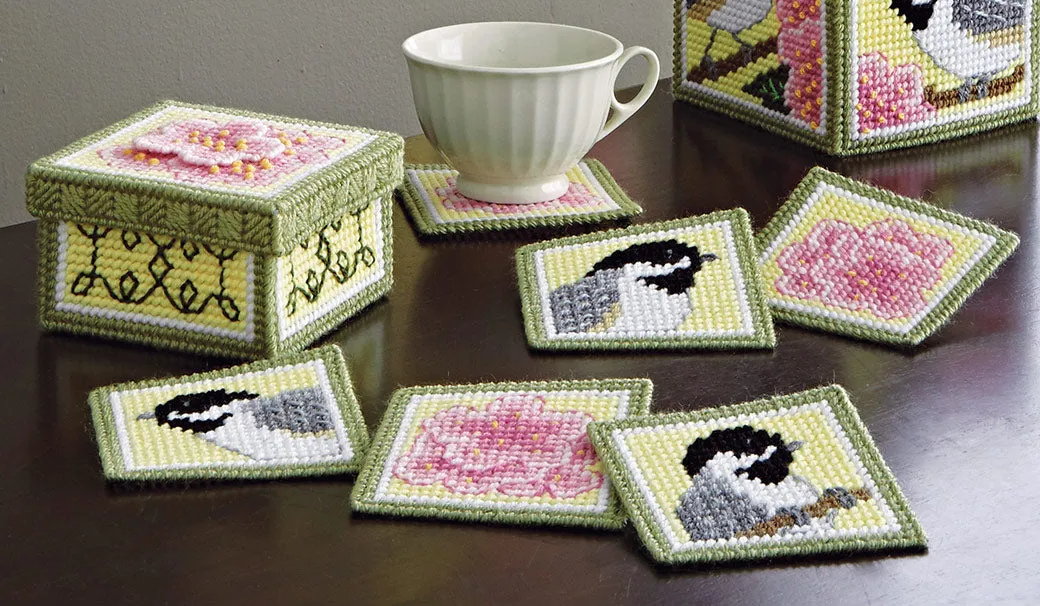 Chickadee and Apple Blossom Plastic Canvas Ensemble