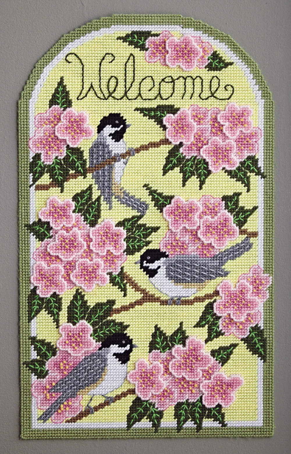 Chickadee and Apple Blossom Plastic Canvas Ensemble