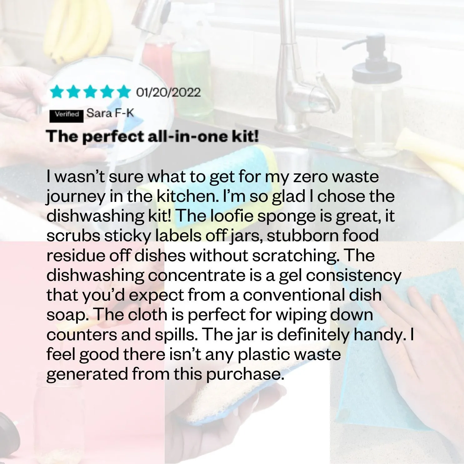 Citrus Dishwashing Kit - Citrus Dish Soap, Cellulose Cloth, Loofie Scrubber & Glass Dispenser