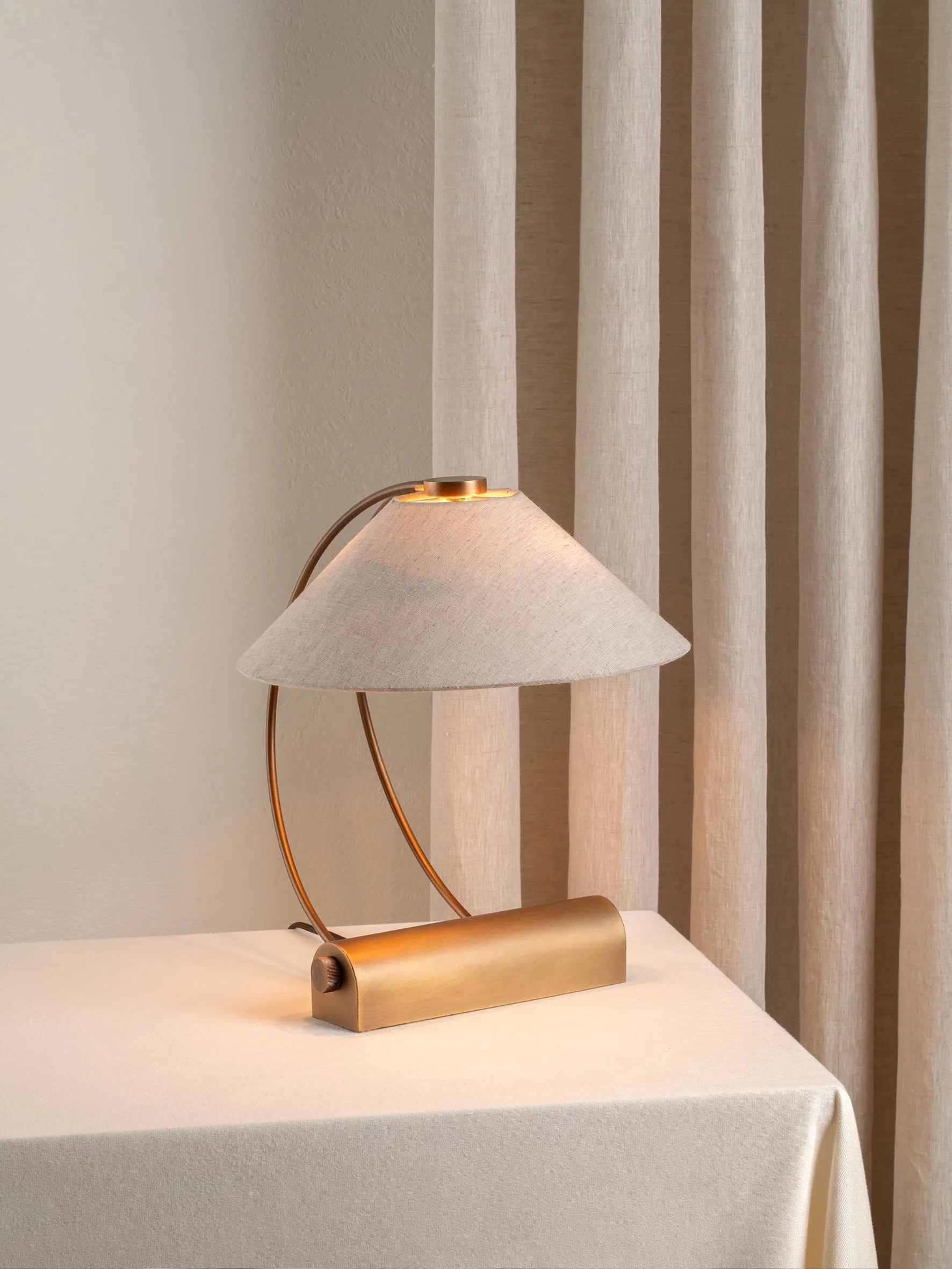 Deska - aged brass and linen task lamp