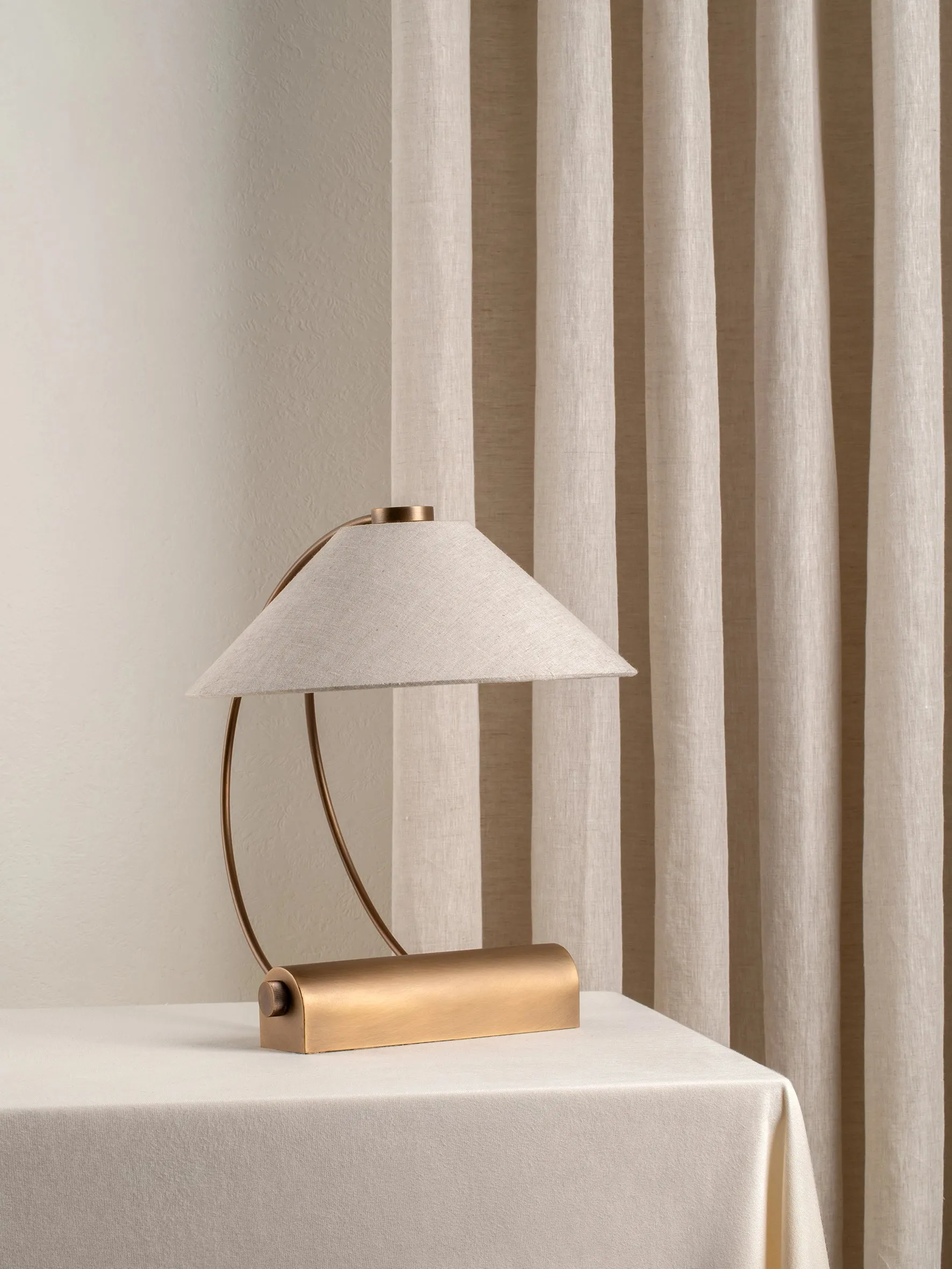 Deska - aged brass and linen task lamp