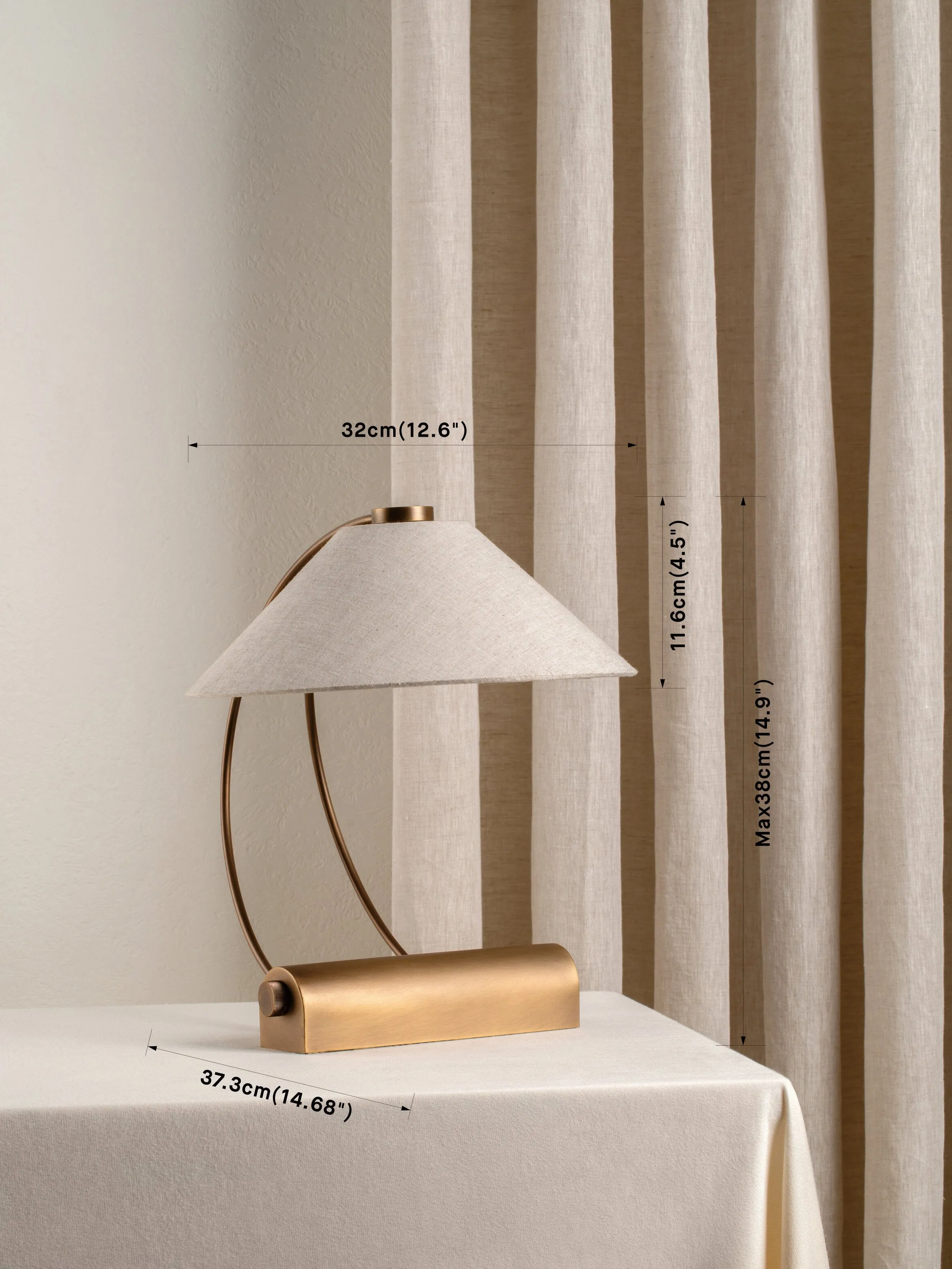 Deska - aged brass and linen task lamp