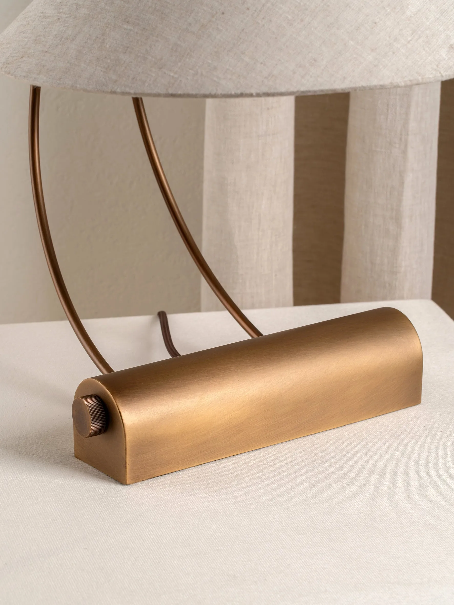 Deska - aged brass and linen task lamp