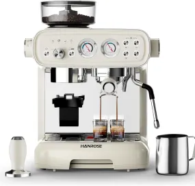 Espresso Machine with Grinder, 20 Bar Espresso Machine with Milk Frother Steam Wand – All in One Espresso