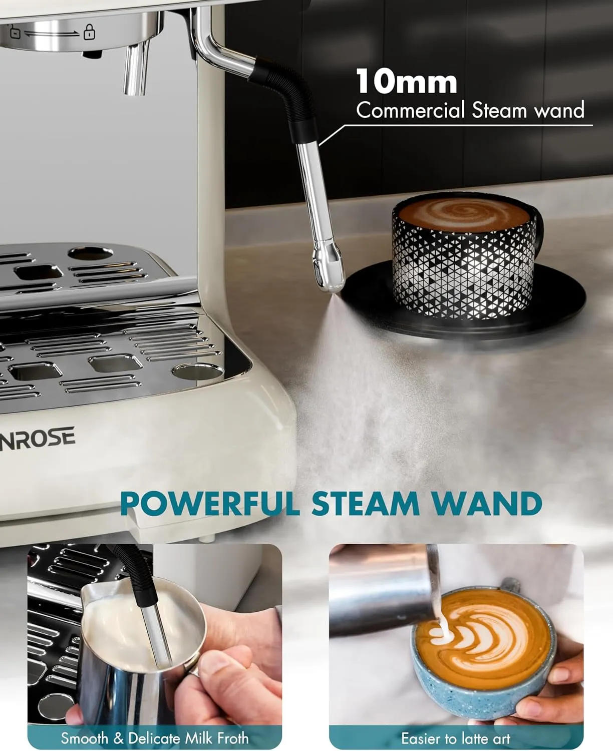 Espresso Machine with Grinder, 20 Bar Espresso Machine with Milk Frother Steam Wand – All in One Espresso