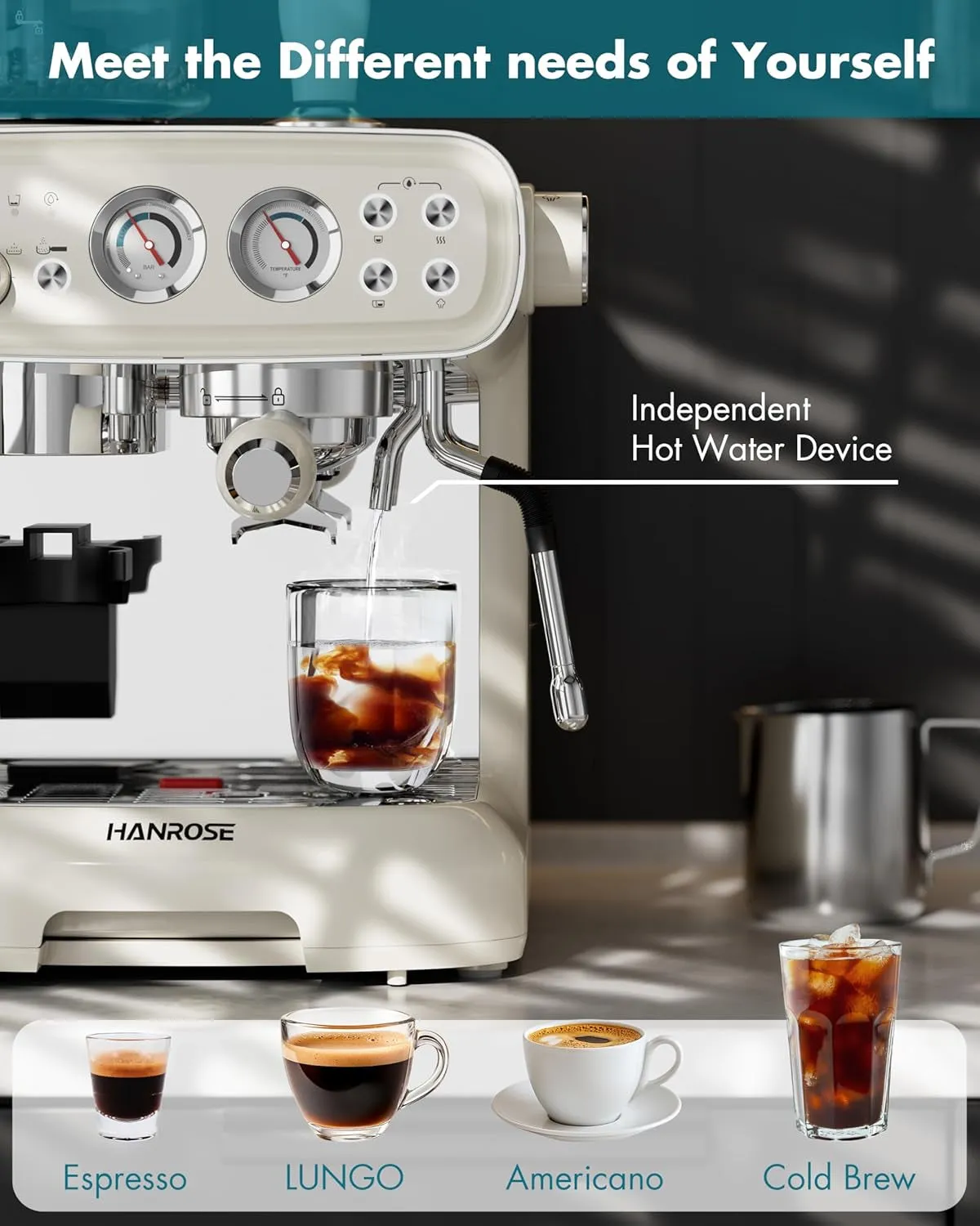 Espresso Machine with Grinder, 20 Bar Espresso Machine with Milk Frother Steam Wand – All in One Espresso