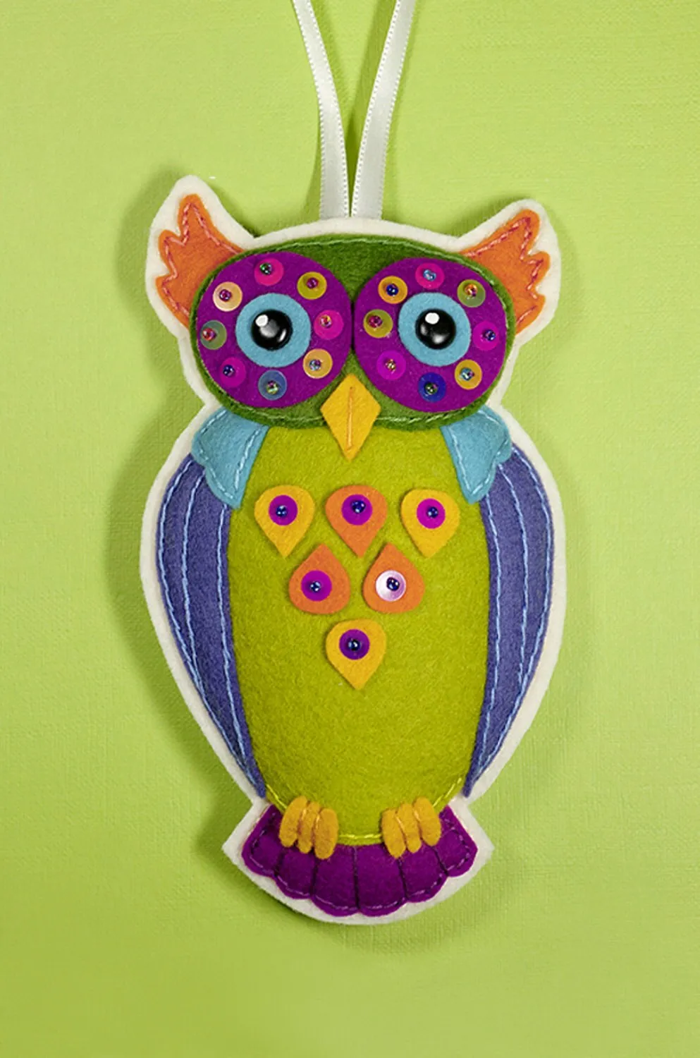 Fletcher, Cecil, and Orville Set of 3 Owl Felt Ornaments PDF Patterns