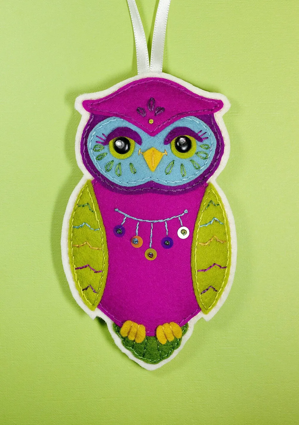 Fletcher, Cecil, and Orville Set of 3 Owl Felt Ornaments PDF Patterns