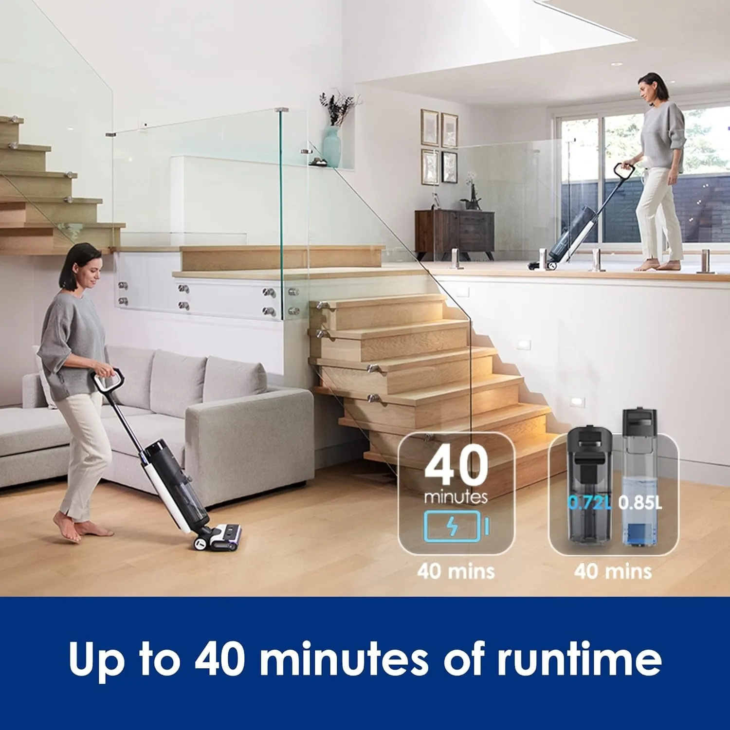 Floor ONE S7 PRO Cordless Wet Dry Vacuum Cleaner, Smart Floor Cleaner Mop for Hard Floors, Long Run Time, Dual-Sided Edge Cleaning,