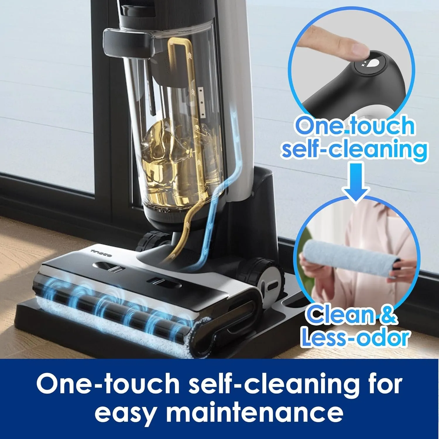 Floor ONE S7 PRO Cordless Wet Dry Vacuum Cleaner, Smart Floor Cleaner Mop for Hard Floors, Long Run Time, Dual-Sided Edge Cleaning,