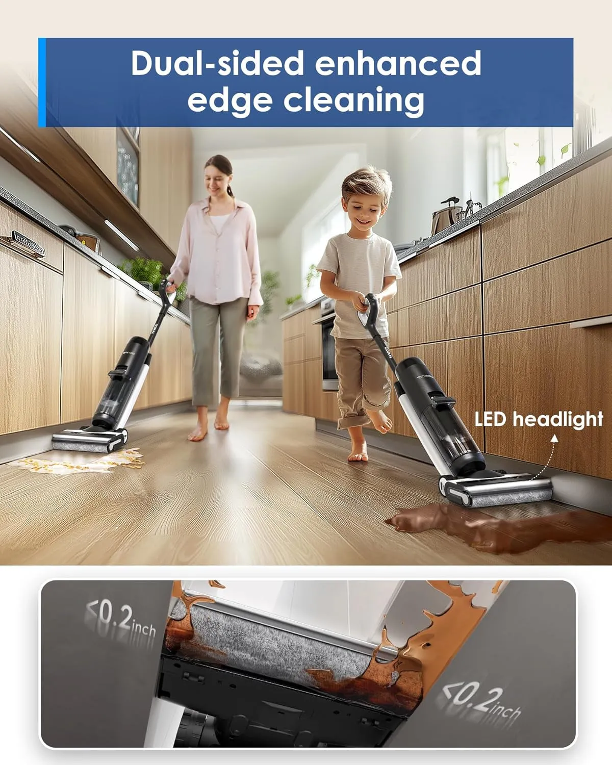 Floor ONE S7 PRO Cordless Wet Dry Vacuum Cleaner, Smart Floor Cleaner Mop for Hard Floors, Long Run Time, Dual-Sided Edge Cleaning,