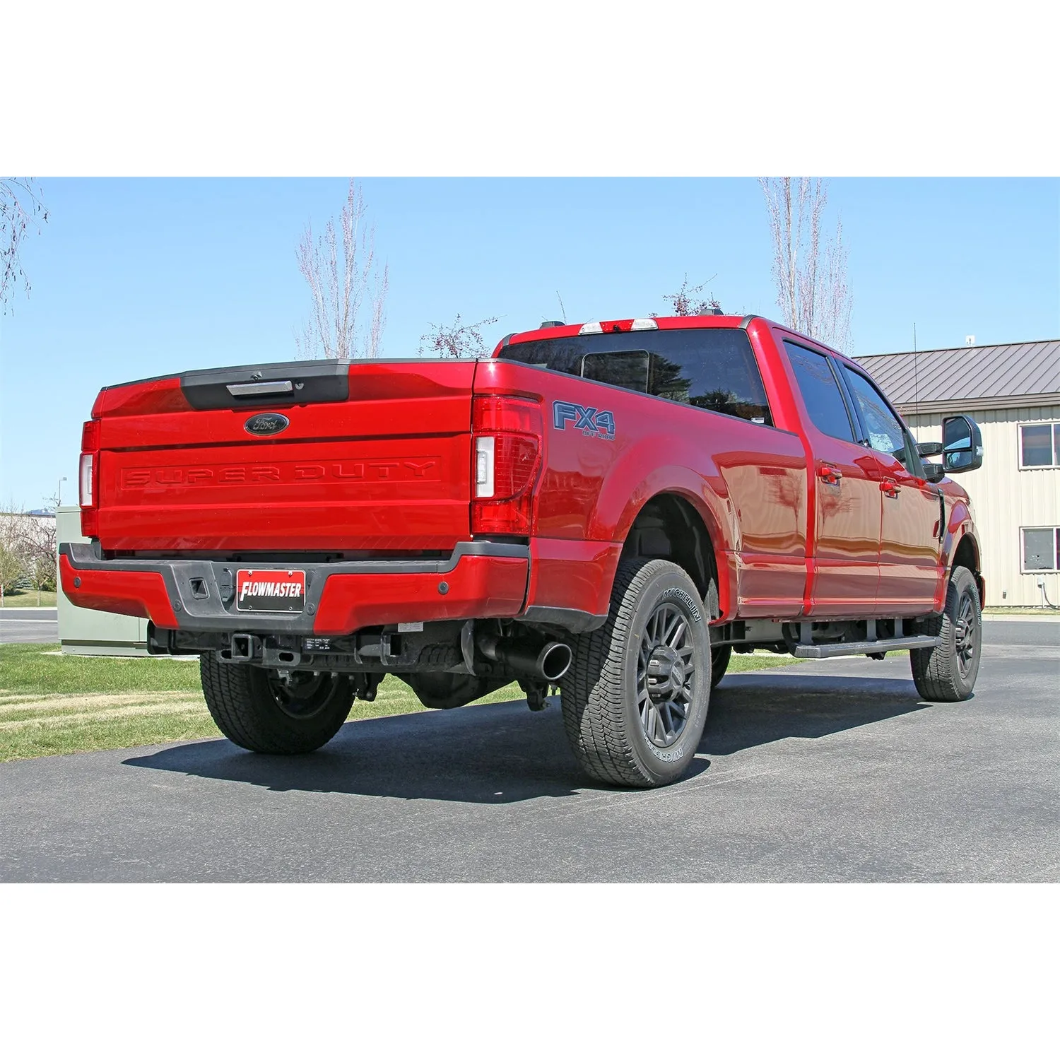Flowmaster FlowFX Cat-Back Exhaust System - 3.5 in Diameter - Single Side Exit - 5 in Black Ceramic Tip - Stainless - Ford Fullsize Truck 2017-21