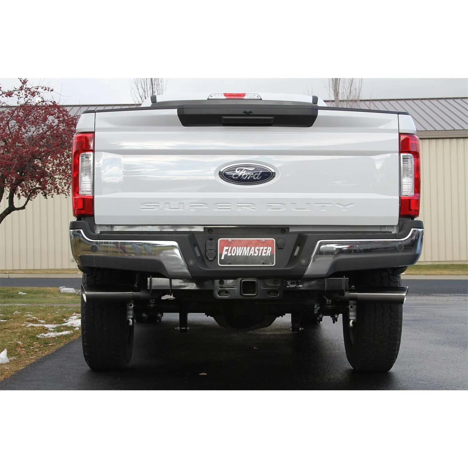 Flowmaster Force II Cat-Back Exhaust System - 3 in Diameter - Dual Size Exit - 4 in Polished Tips - Stainless - 250/350 - Ford Fullsize Truck 2017-21