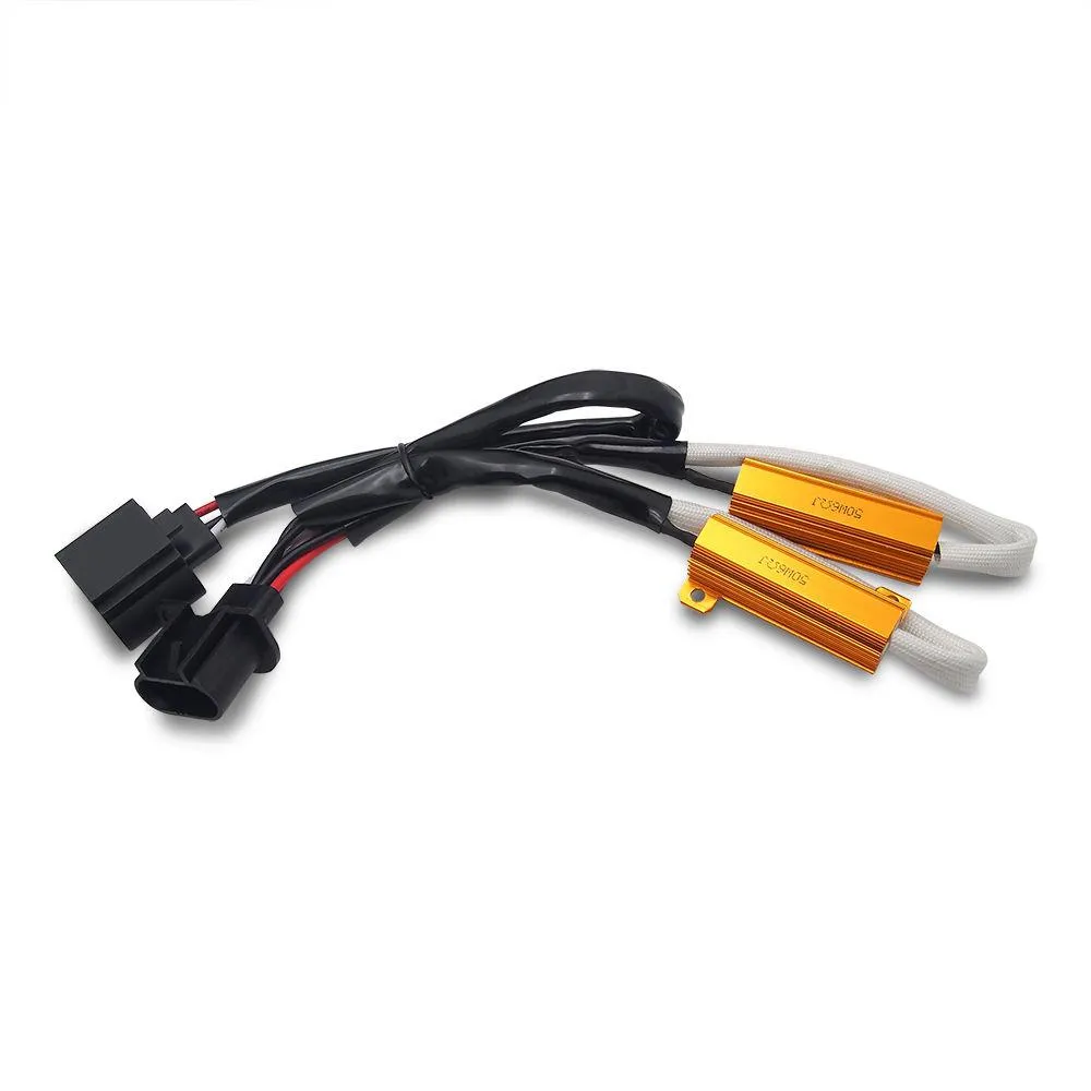 H13 (9008) HID & LED 50W 6Ohm Resistor Relay Kit Wiring Harness Adapter
