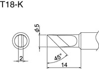 Hakko T18-K T18 Series Soldering Tip